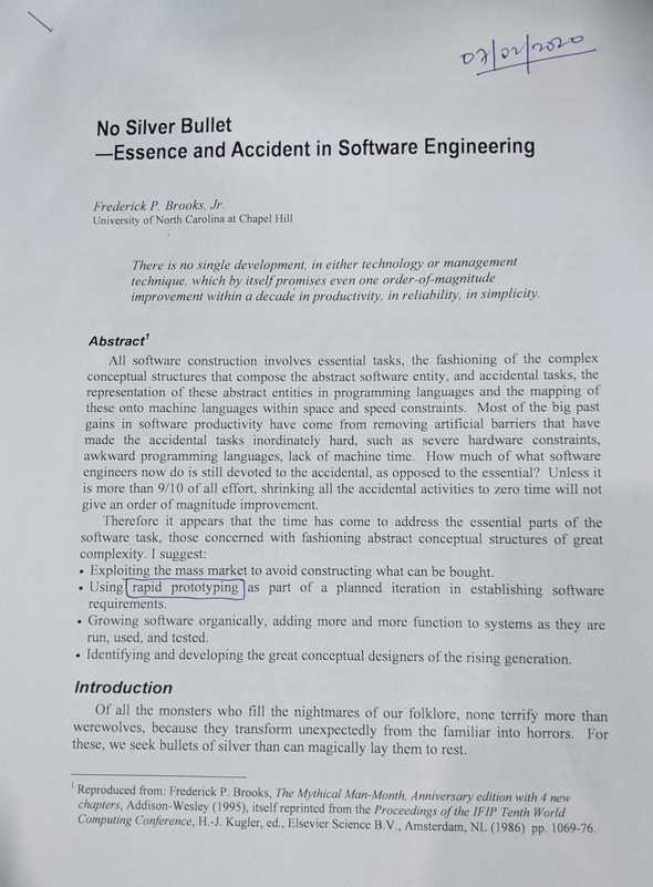 No Silver Bullets paper, image courtesy: Myself!
